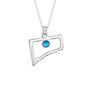 Connecticut Pendant Sterling Silver Crystal Jewelry Necklace